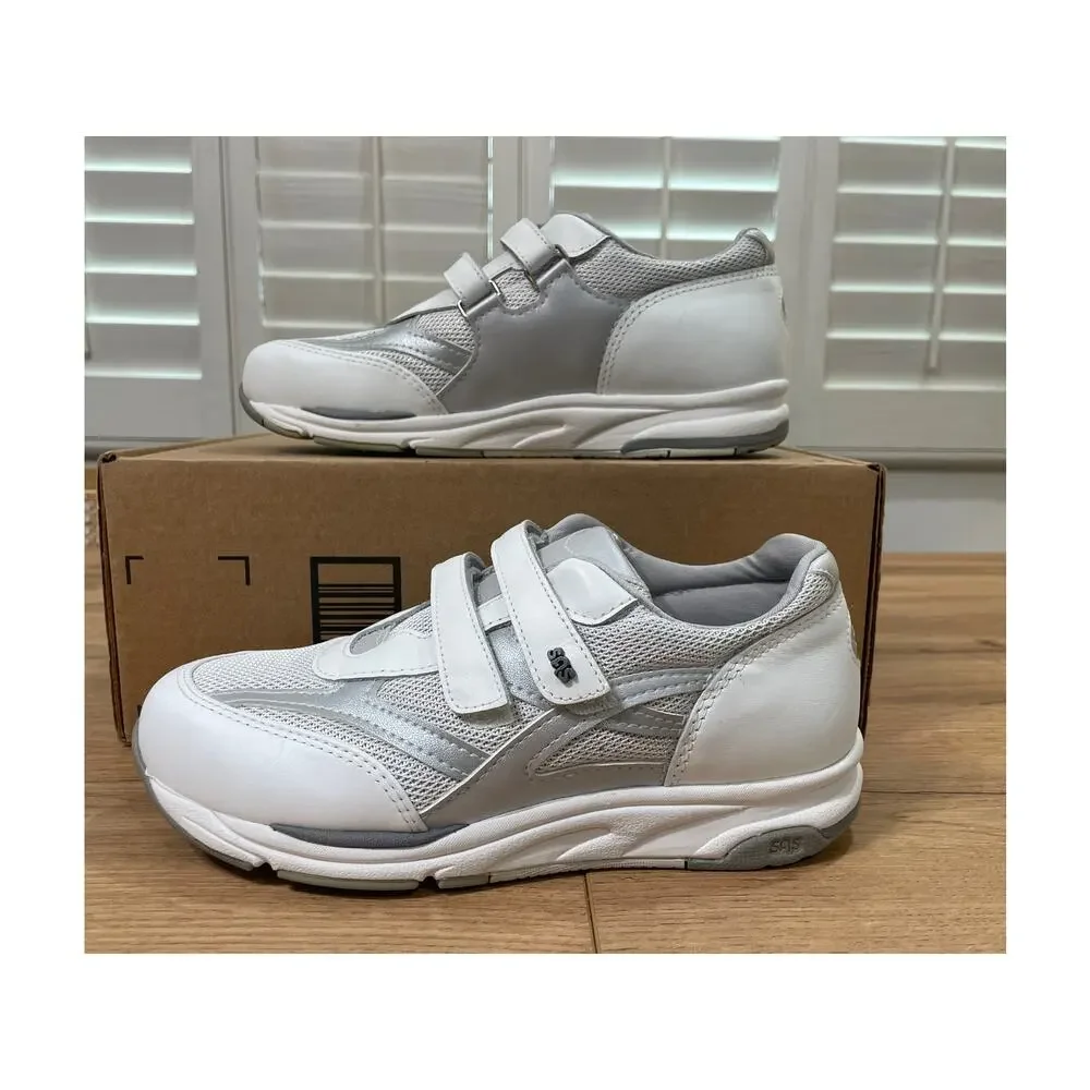 SAS Women's TMV Walking Shoes White Silver Leather Size 7.5 WW Lightly Worn